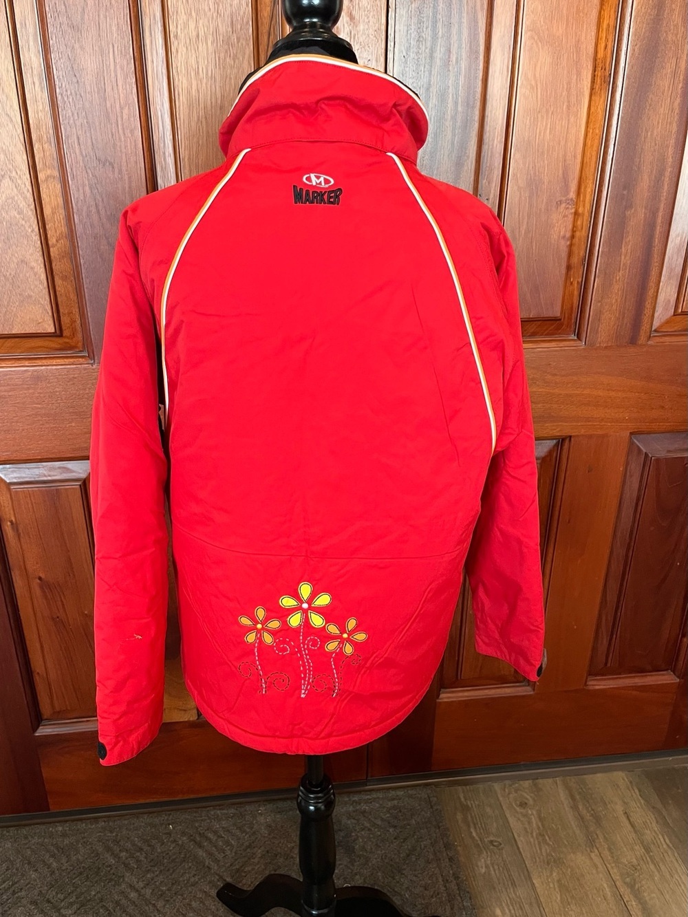 Marker Ski Jacket Coat Red Black Flower Embroidery Girls Size 14 Snow Skirt